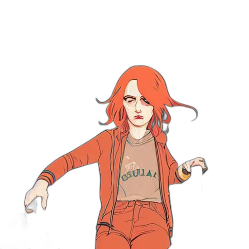 jacket, dress, hair, creature, cartoon, concept art, comic book art, anime transparent PNG cut-out