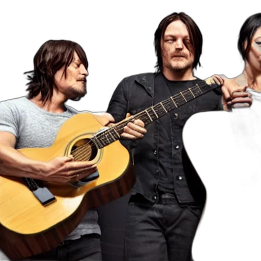 norman, reedus, playing, guitar transparent PNG cut-out