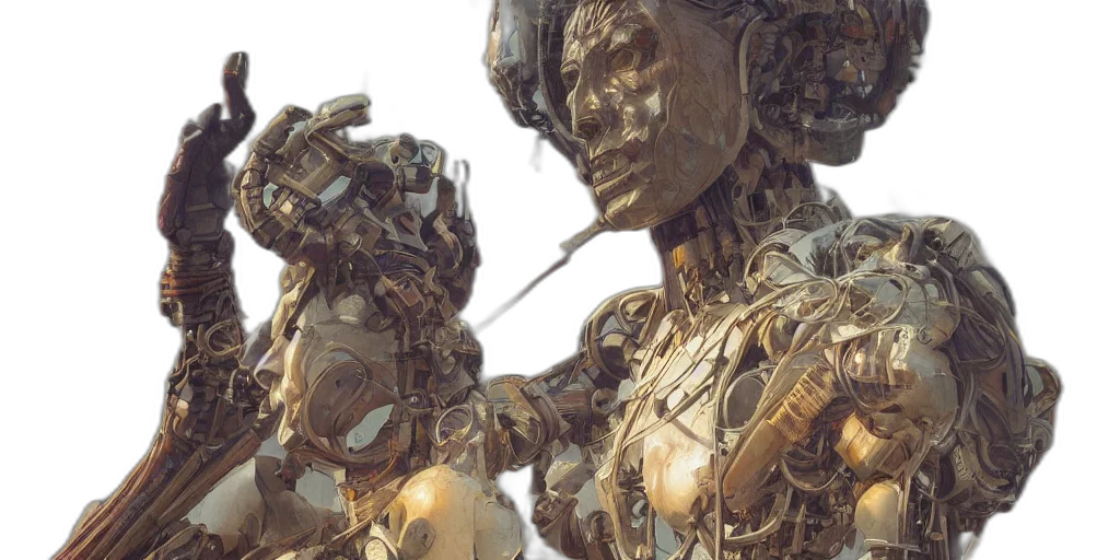 robot, mask, concept art, 3d render transparent PNG cut-out