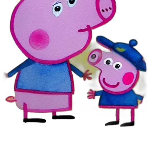 concept art, peppa, pig, her, brother, george, realistic, watercolor transparent PNG cut-out