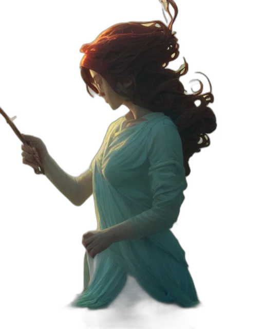 staff, dress, hair, sword transparent PNG cut-out
