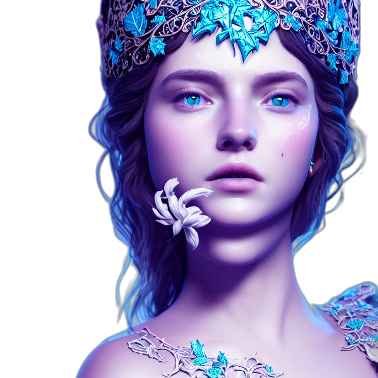 jewelry, crown, face, dress, photorealistic, fantasy art, 3d render, concept art transparent PNG cut-out