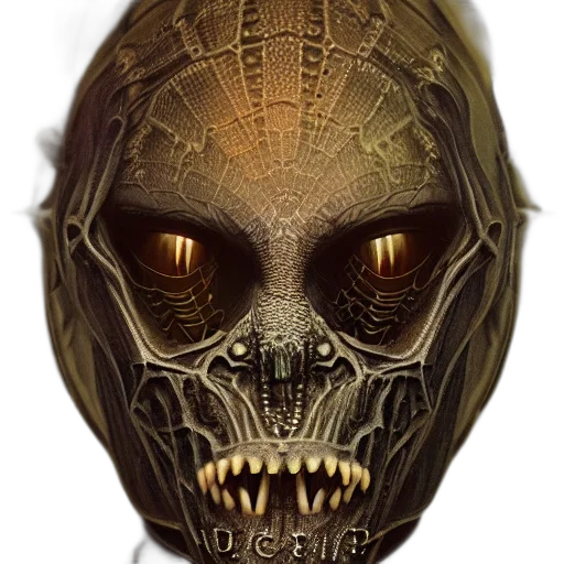 mask, face, creature, jewelry, concept art, fantasy art, 3d render, photorealistic transparent PNG cut-out