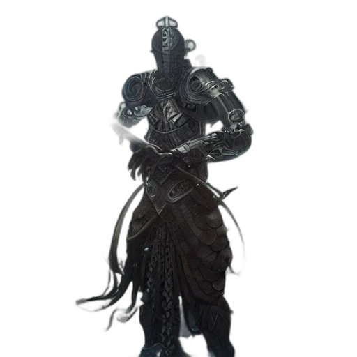 staff, mask, sword, creature, concept art, fantasy art, 3d render, comic book art transparent PNG cut-out