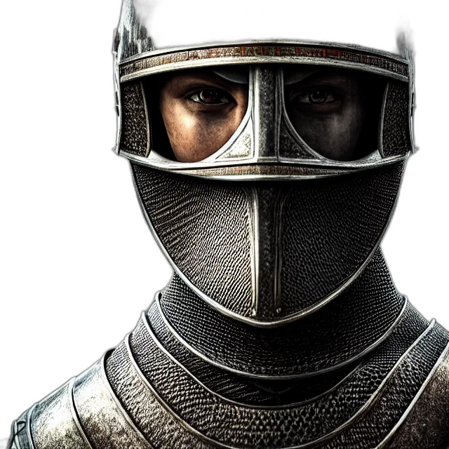 mask, sword, face, photorealistic, concept art, fantasy art, 3d render, knight transparent PNG cut-out