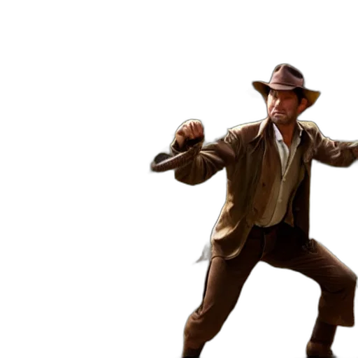 weapon, jacket, staff, hat, concept art, photograph, indiana, jones transparent PNG cut-out