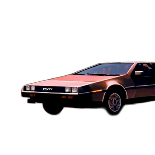 car, robot, vaporwave, concept art, photorealistic, 3d render, delorean, red transparent PNG cut-out