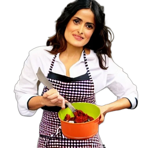 food, staff, photorealistic, cartoon, oil painting, 3d render, salma, hayek transparent PNG cut-out