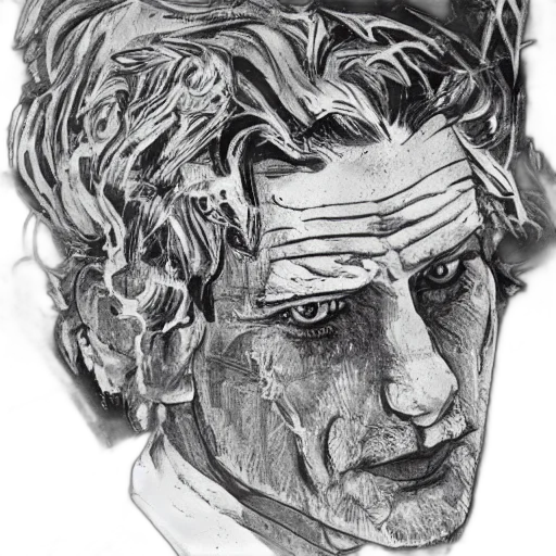 face, mask, crown, staff, pencil sketch, photorealistic, comic book art, concept art transparent PNG cut-out