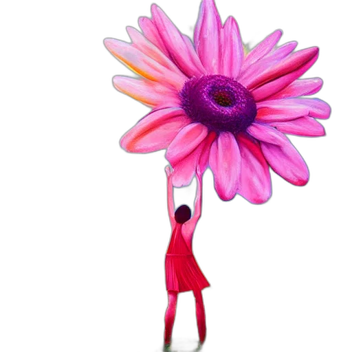 flower, umbrella, staff, dress, 3d render, concept art, photorealistic, fantasy art transparent PNG cut-out