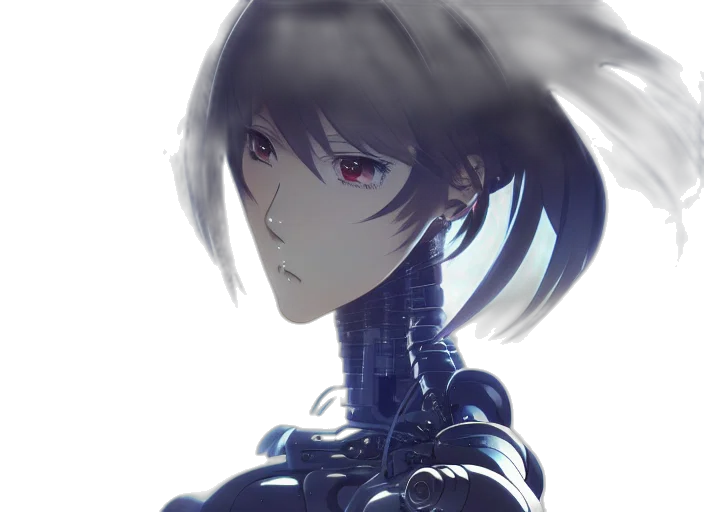 robot, weapon, sword, face, concept art, anime, cyberpunk, fantasy art transparent PNG cut-out