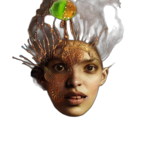 crown, mask, hair, hat, photorealistic, concept art, fantasy art, 3d render transparent PNG cut-out