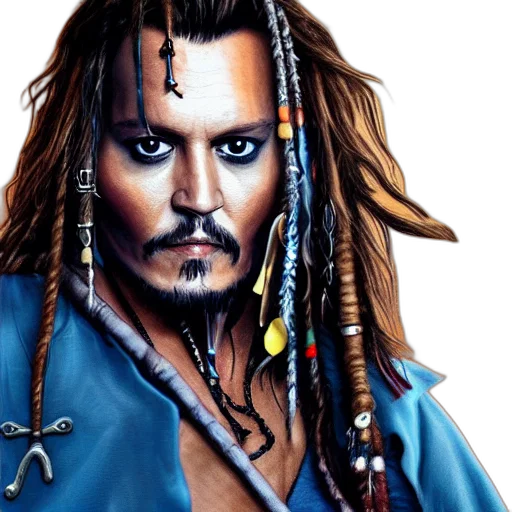photorealistic, comic book art, fantasy art, concept art, portrait, johnny, depp, captain transparent PNG cut-out