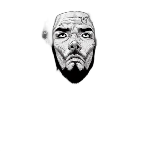 face, mask, robot, creature, comic book art, cartoon, photorealistic, pencil sketch transparent PNG cut-out