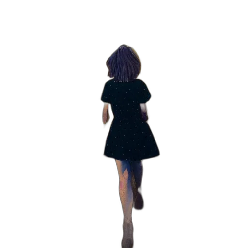 dress, robot, hair, staff, pixel art, concept art, 3d render, anime transparent PNG cut-out