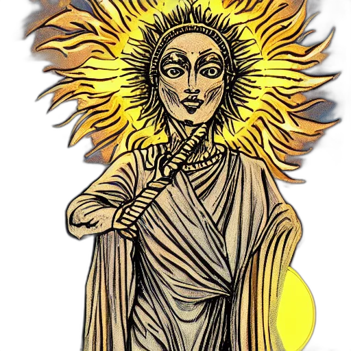 staff, dress, fantasy art, concept art, fire, golden, tarot, card transparent PNG cut-out