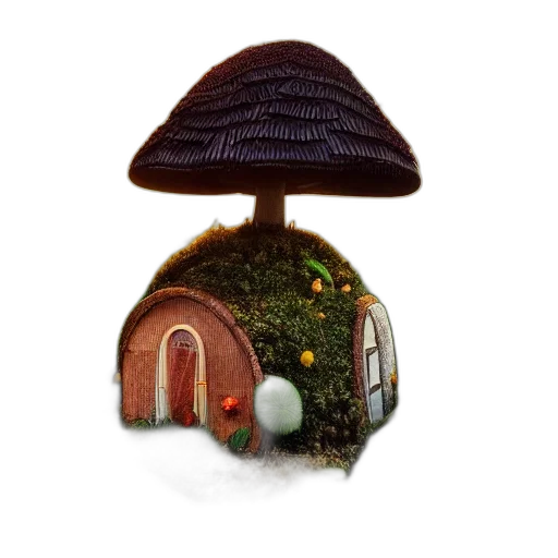 hat, umbrella, building, 3d render, concept art, fantasy art, watercolor, forest transparent PNG cut-out
