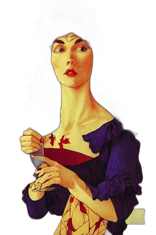 dress, staff, face, jewelry transparent PNG cut-out