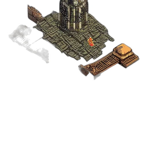 building, crown, weapon, dragon, pixel art, concept art, fantasy art, 3d render transparent PNG cut-out