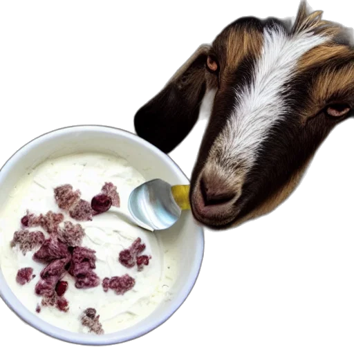 food, animal, creature, photo, goat, eating, yogurt transparent PNG cut-out