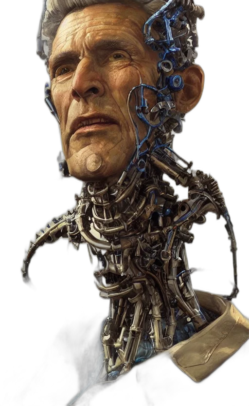 robot, face, staff, creature transparent PNG cut-out