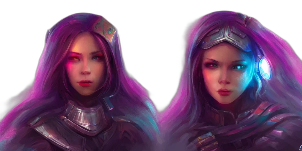 fantasy art, concept art, cyberpunk, photorealistic, dark, colorful, pastel, blue transparent PNG cut-out