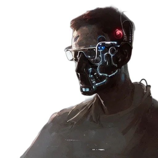 robot, face, mask, jacket transparent PNG cut-out