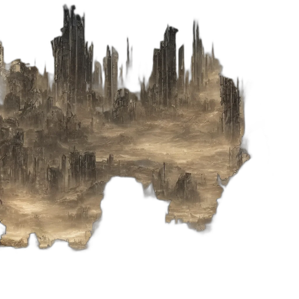 concept art, fantasy art, 3d render, photorealistic, fog, outer space, earth tones, golden transparent PNG cut-out