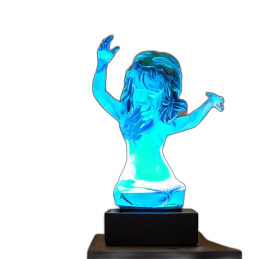 3d render, vaporwave, concept art, photorealistic, neon lights, blue, illuminates, sculpture transparent PNG cut-out