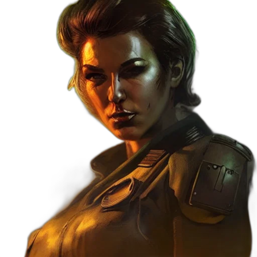face, jacket, staff, concept art, cyberpunk, comic book art, photorealistic, golden transparent PNG cut-out