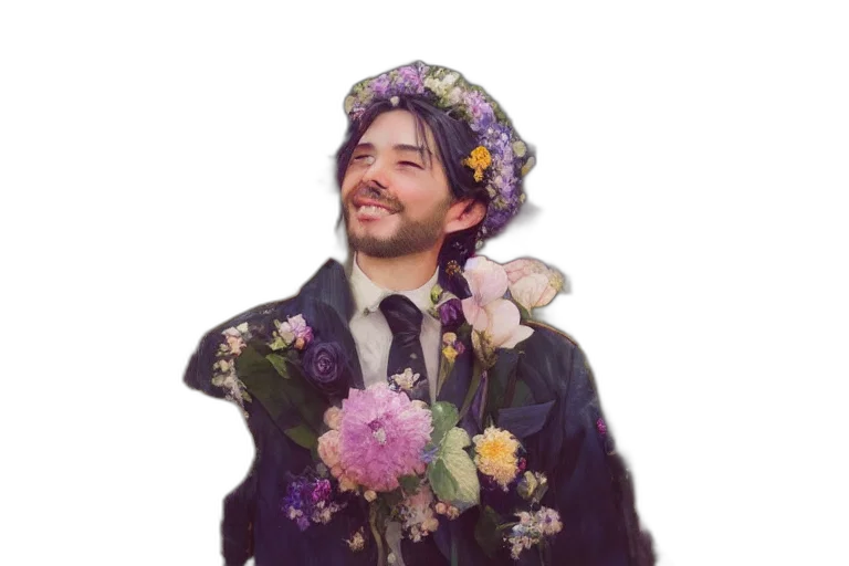 jacket, flower, staff, crown transparent PNG cut-out