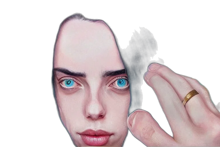 face, mask, hair, creature, photorealistic, watercolor, oil painting, concept art transparent PNG cut-out