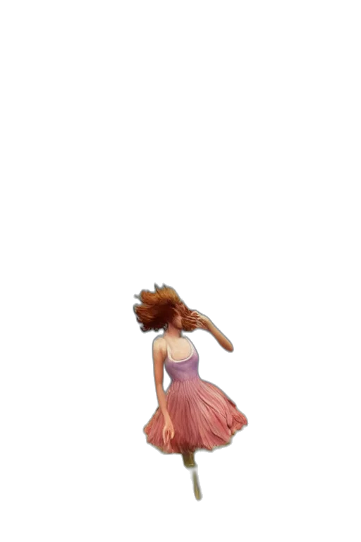 dress, hair, creature, staff transparent PNG cut-out