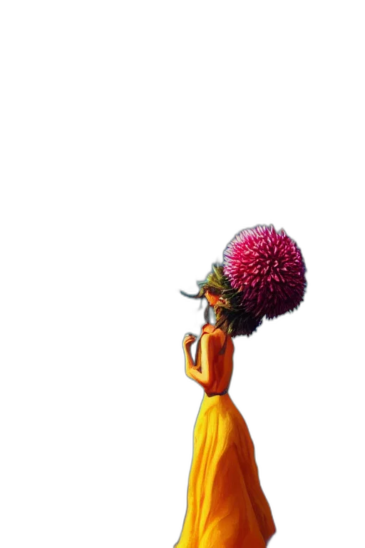 staff, hair, dress, flower, 3d render, concept art, photorealistic, cartoon transparent PNG cut-out