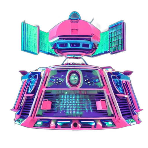 robot, weapon, jacket, crown, vaporwave, concept art, 3d render, cyberpunk transparent PNG cut-out