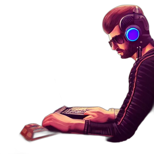 jacket, robot, pixel art, cyberpunk transparent PNG cut-out