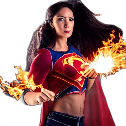 comic book art, fire, photo, female, superhero, powers transparent PNG cut-out