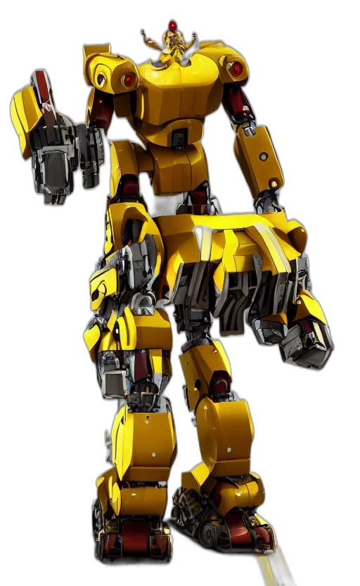 robot, weapon, 3d render, concept art, pixel art, golden, giant, mecha transparent PNG cut-out