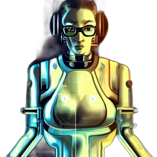 robot, staff, cyberpunk, concept art transparent PNG cut-out