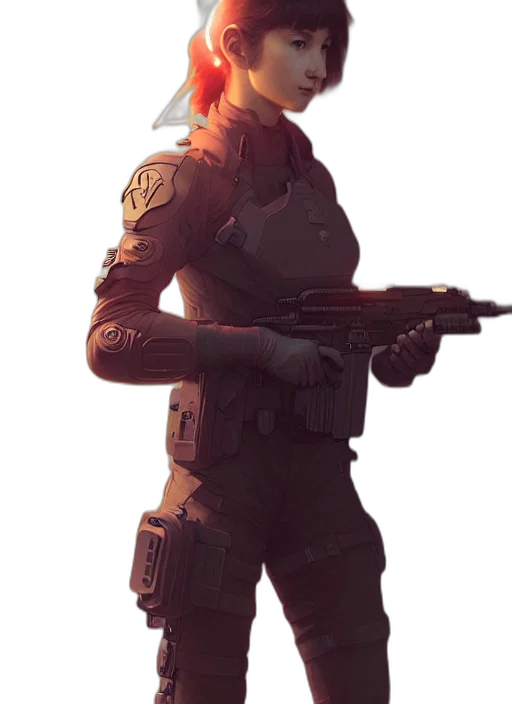 weapon, staff, jacket, robot transparent PNG cut-out