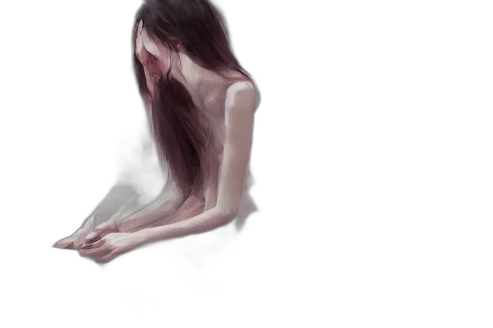 dress, creature, hair, mask transparent PNG cut-out