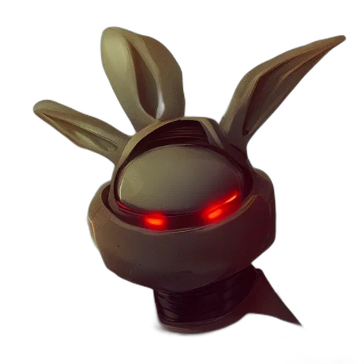 robot, mask, crown, weapon, 3d render, concept art, rabbit, style transparent PNG cut-out