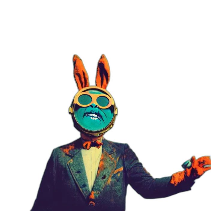 mask, jacket, staff, animal, concept art, pixel art, 3d render, cartoon transparent PNG cut-out