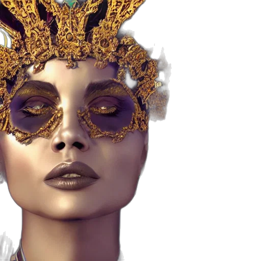 mask, crown, jewelry, fantasy art transparent PNG cut-out