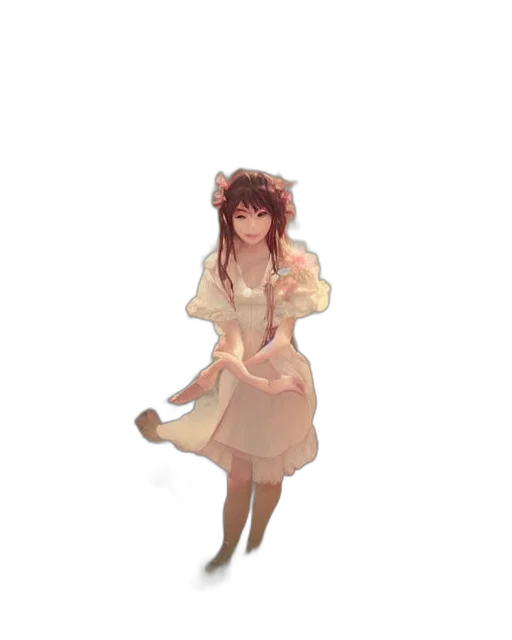 dress, staff, creature, flower transparent PNG cut-out