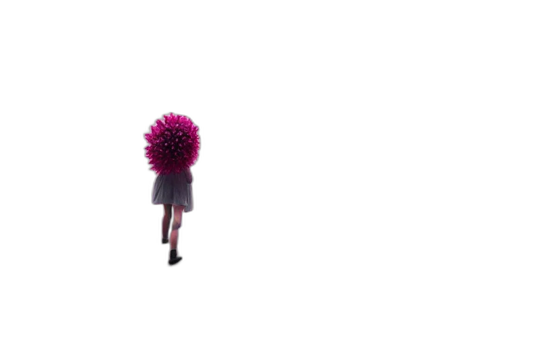 flower, hair, umbrella, staff, 3d render, concept art, vaporwave, pixel art transparent PNG cut-out