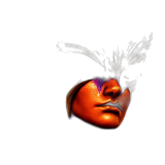 face, mask, crown, robot, 3d render, concept art, photorealistic, vaporwave transparent PNG cut-out