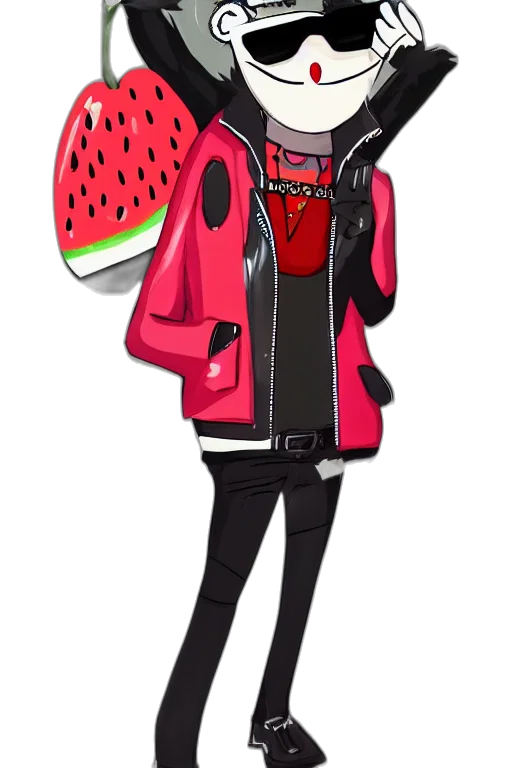 jacket, food, staff, cartoon, concept art, pixel art, vaporwave, red transparent PNG cut-out