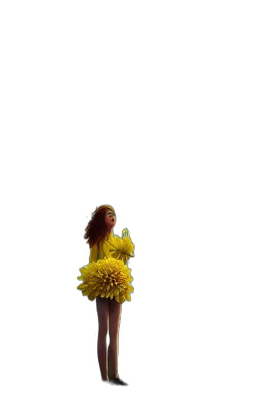 dress, flower, staff, hair, 3d render, concept art, photorealistic, pixel art transparent PNG cut-out