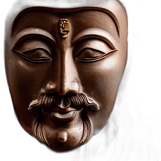 mask, face, jewelry, crown, photorealistic, 3d render, concept art, buddhist transparent PNG cut-out